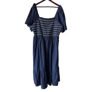 DRAPER JAMES Dress Midi Smocked Pockets Sz 2X